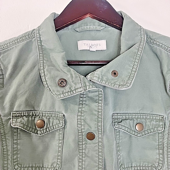 Talbots Women’s Small Utility Barn Jacket Sage Green Drawstring Cotton - Picture 4 of 7